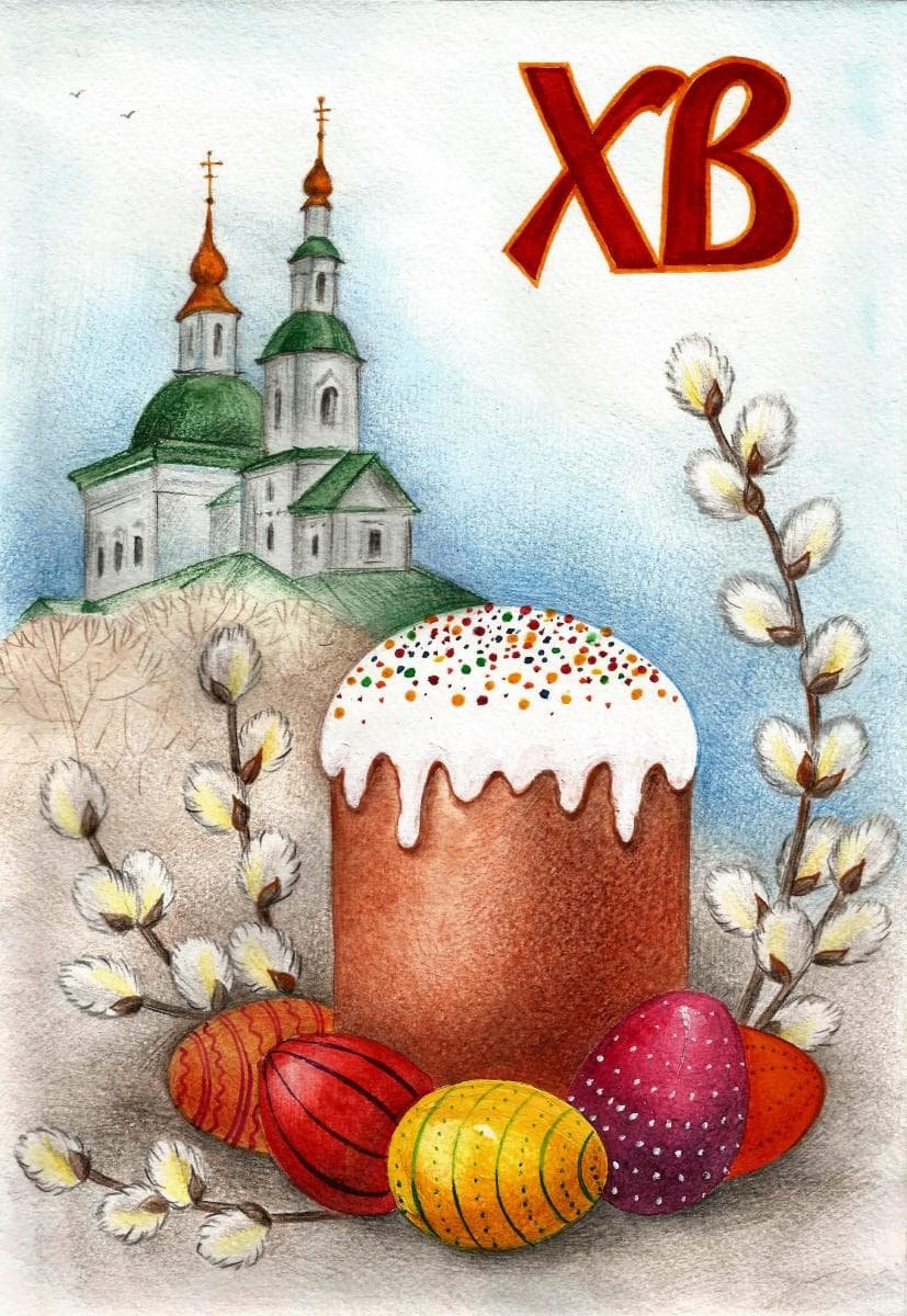 Рисунок на тему Пасха