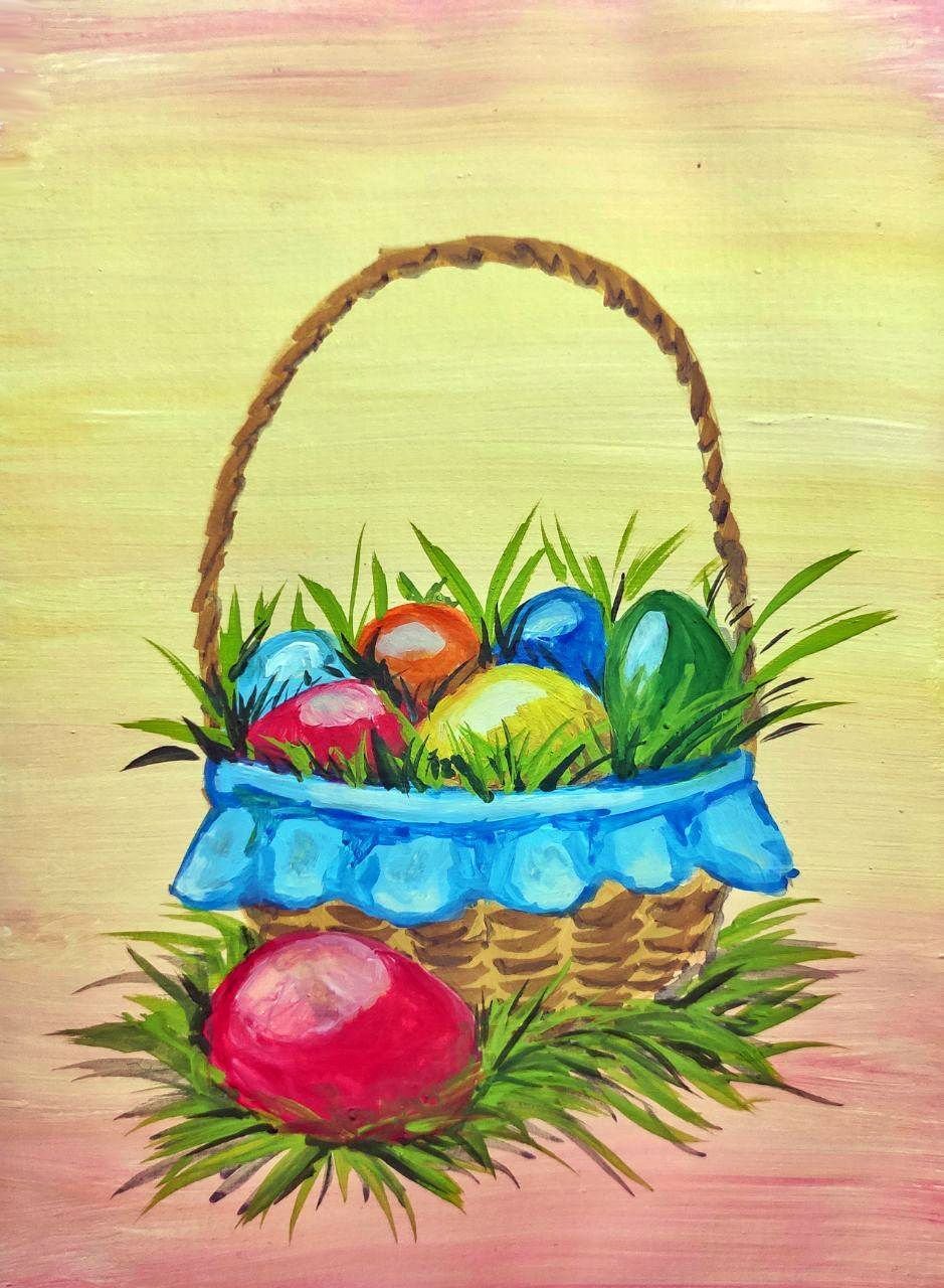Рисунки на Пасху гуашью