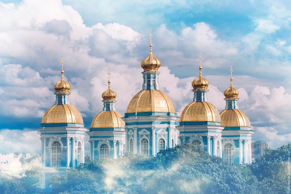 Золотые купола Никольского собора СПБ