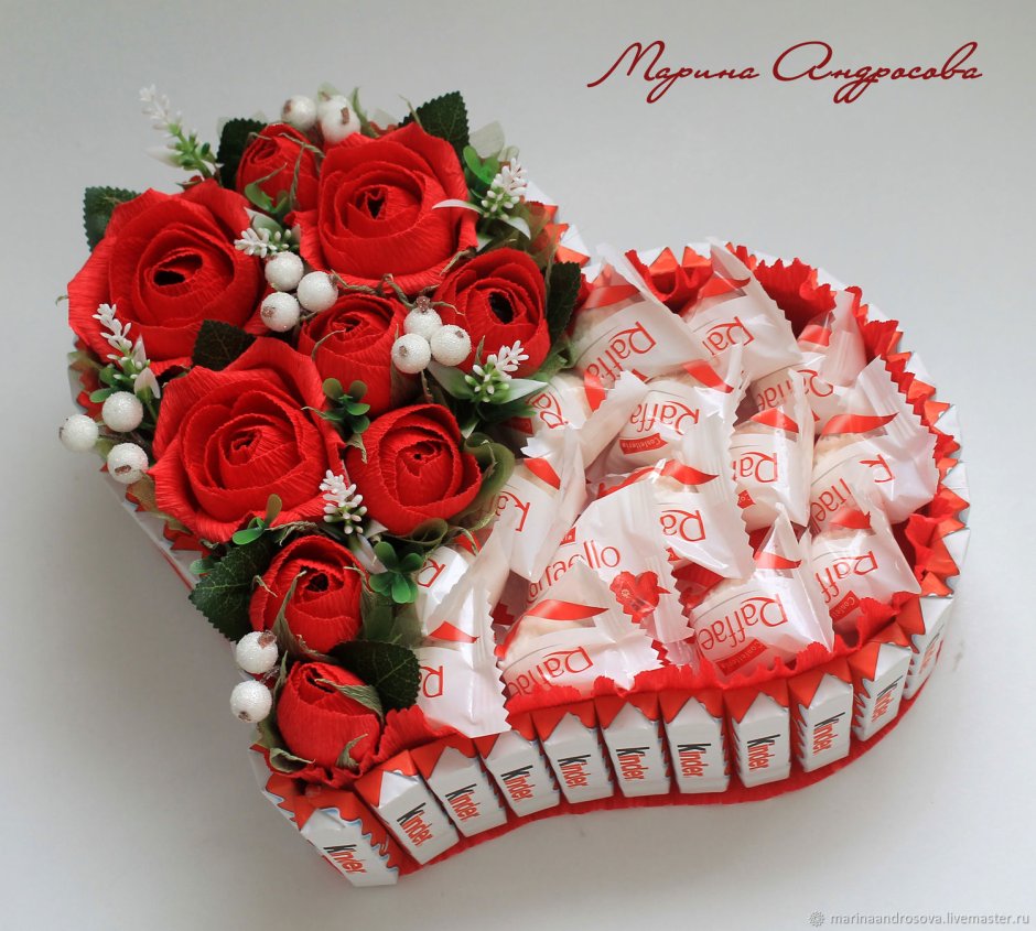 Букет сердце из конфет