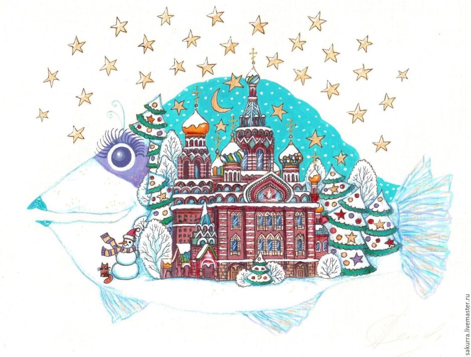 Новогодние Акварельные скетчи