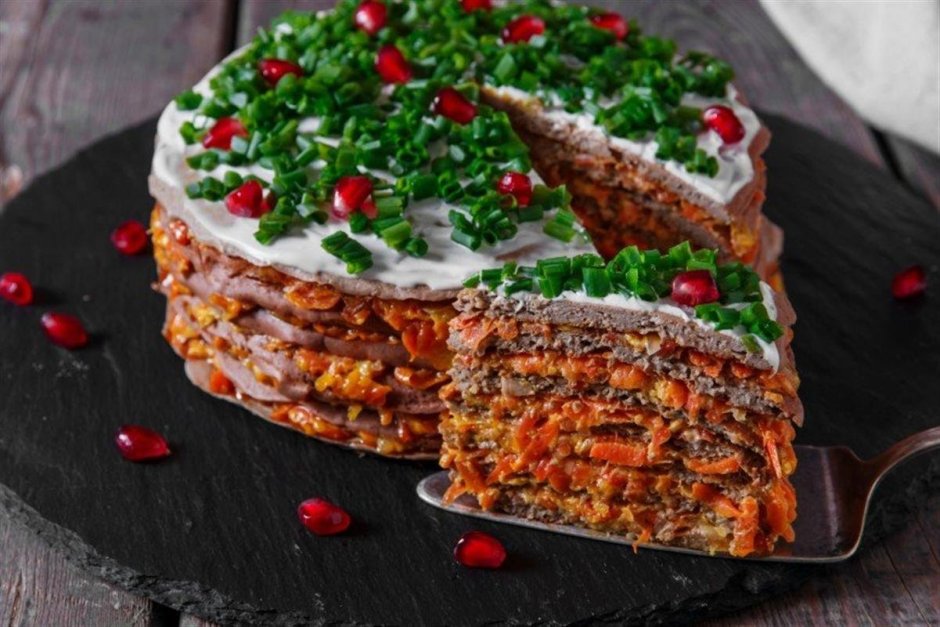 Красивый печеночный торт