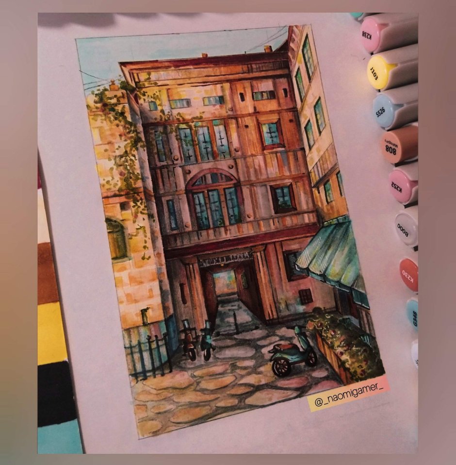 Пасхальный скетч маркерами