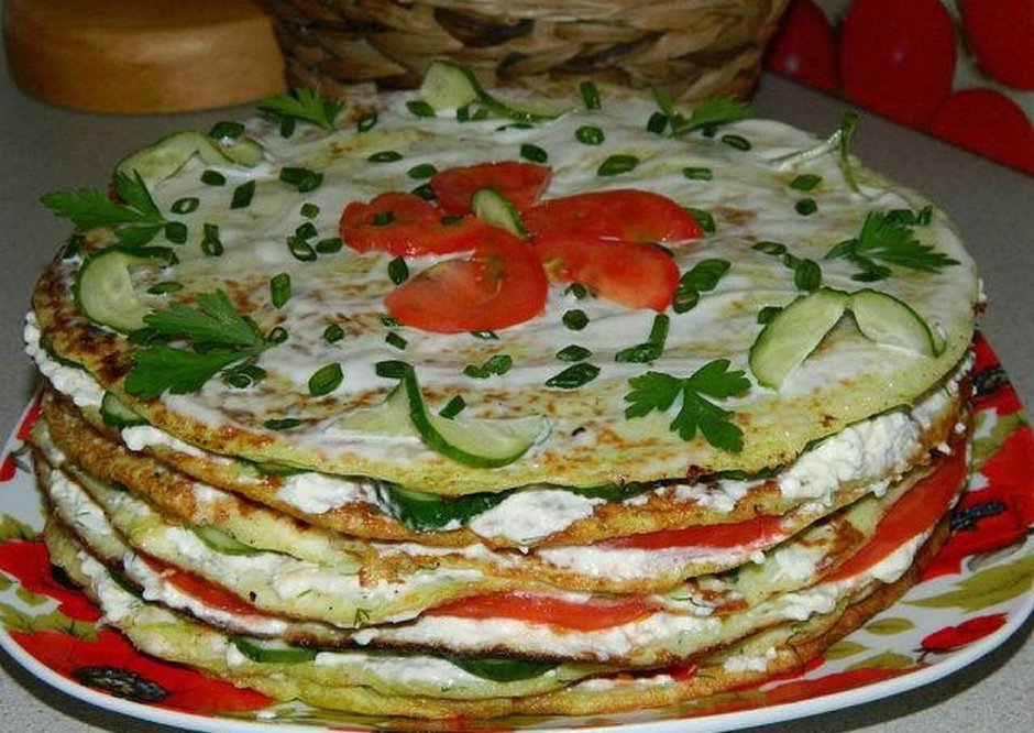 Кабачковый закусочный торт