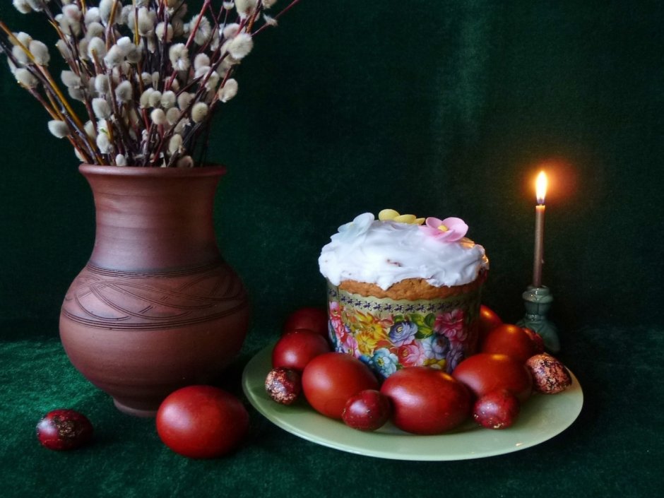 Украшение куличей веточка вербы
