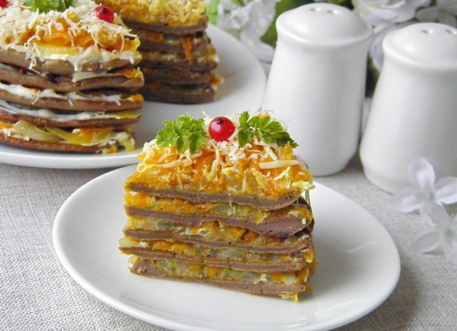 Закусочный торт Наполеон мясной