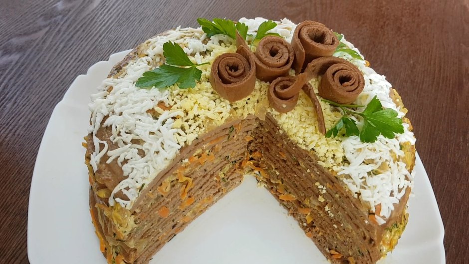 Печёночный торт Славянский