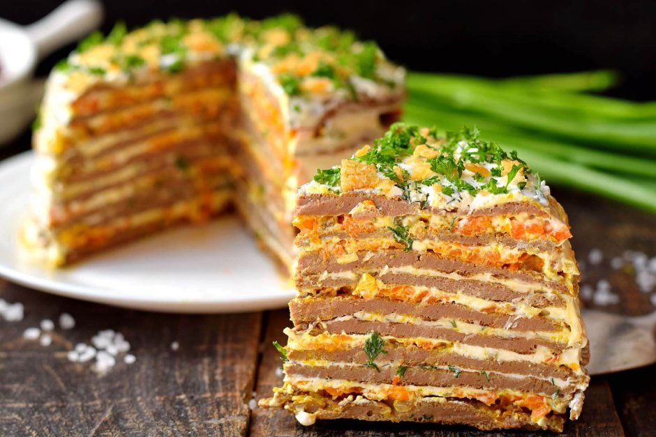 Печёночный торт из куриной