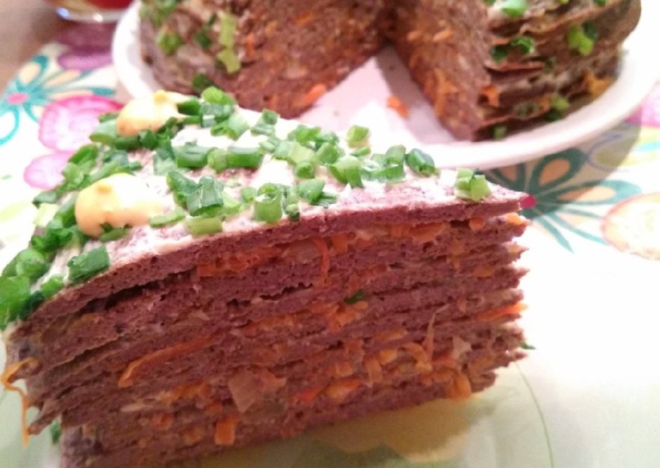 Печеночный торт с брусникой