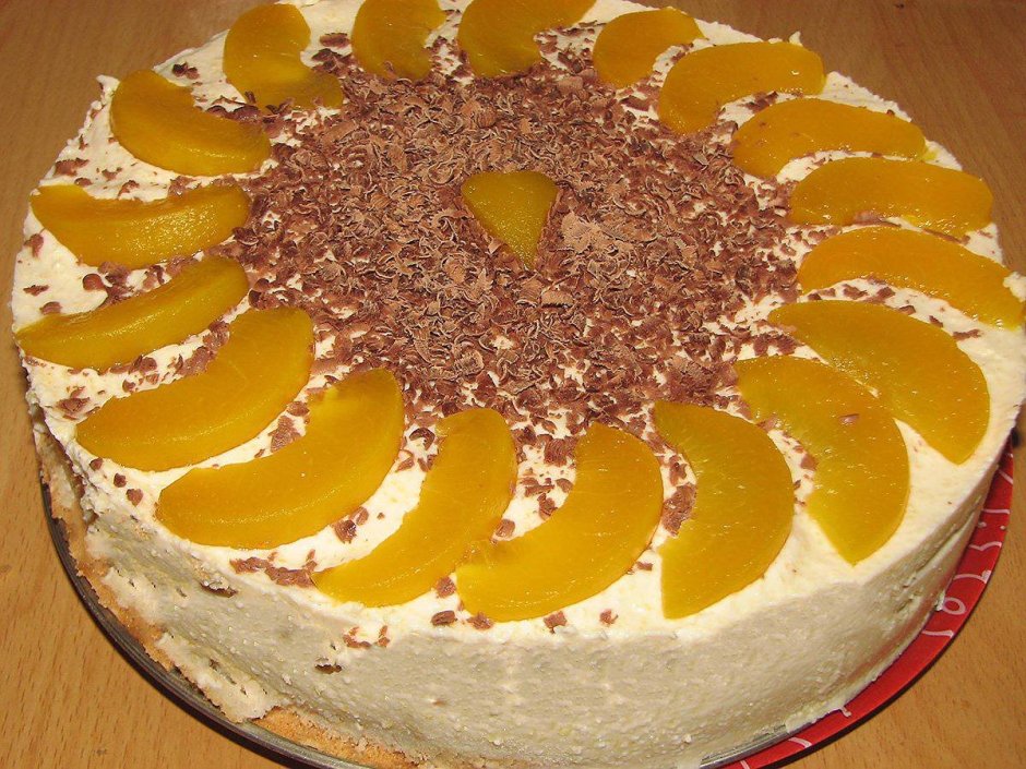 Торт с персиками и маскарпоне