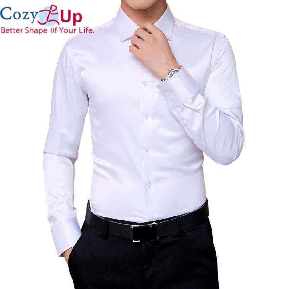 Белая шелковая рубашка мужская