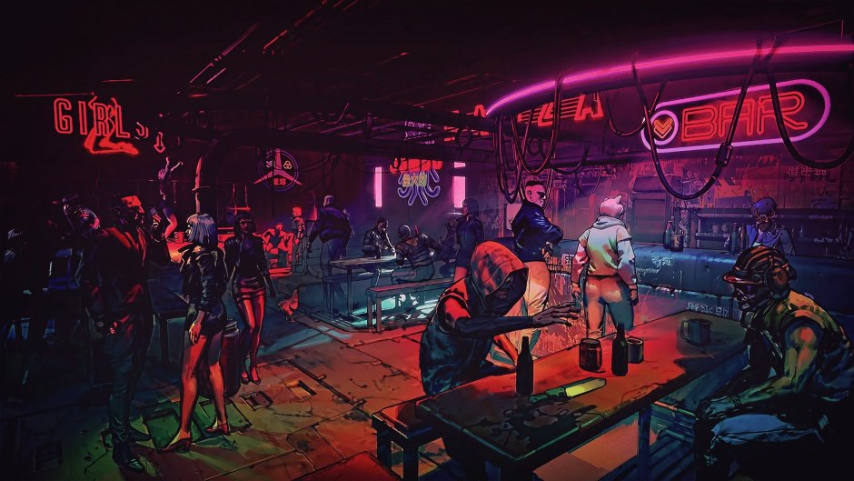 Ночной Cyberpunk 2077 Bar