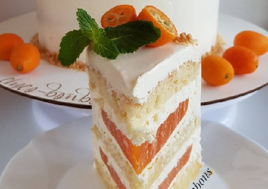 Торт с апельсиновым курдом и кремом