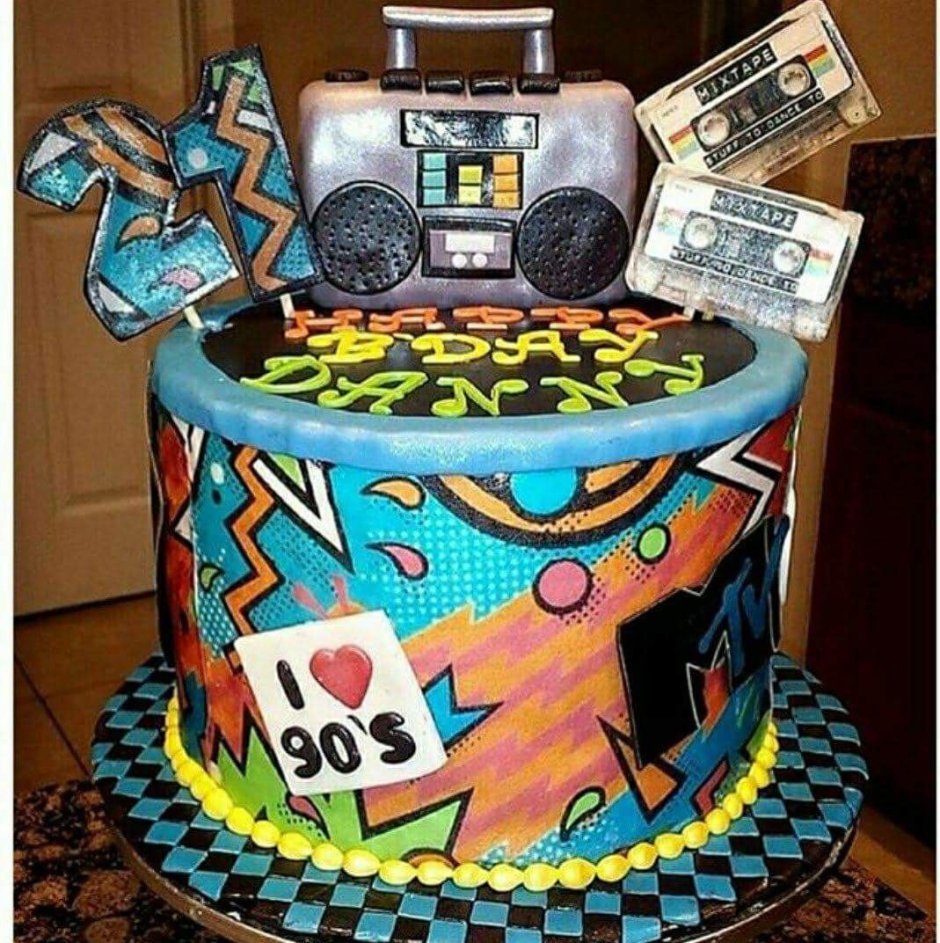 Торт на день рождения в стиле 90-х