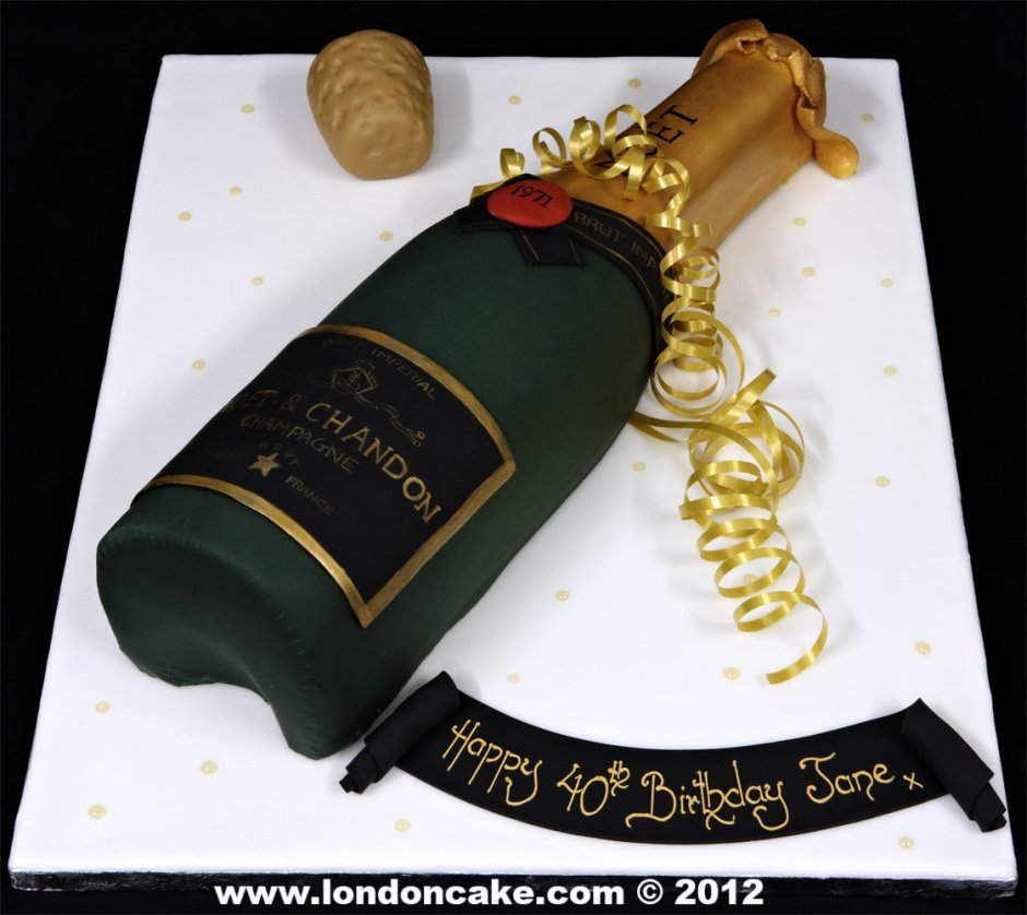 Торт в форме бутылки шампанского