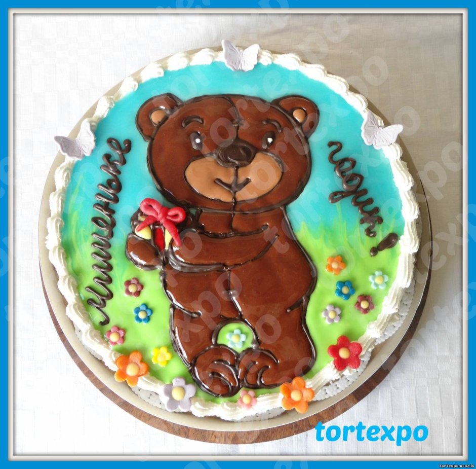 Медведь с тортом рисунок