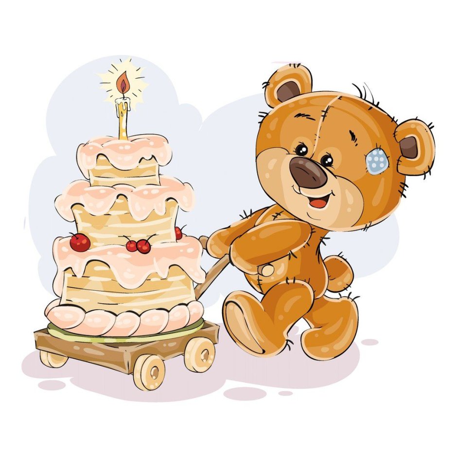Медведь с тортиком печать