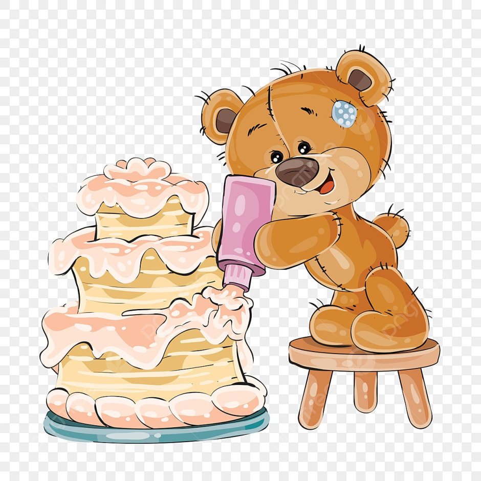 Медведь с тортом рисунок