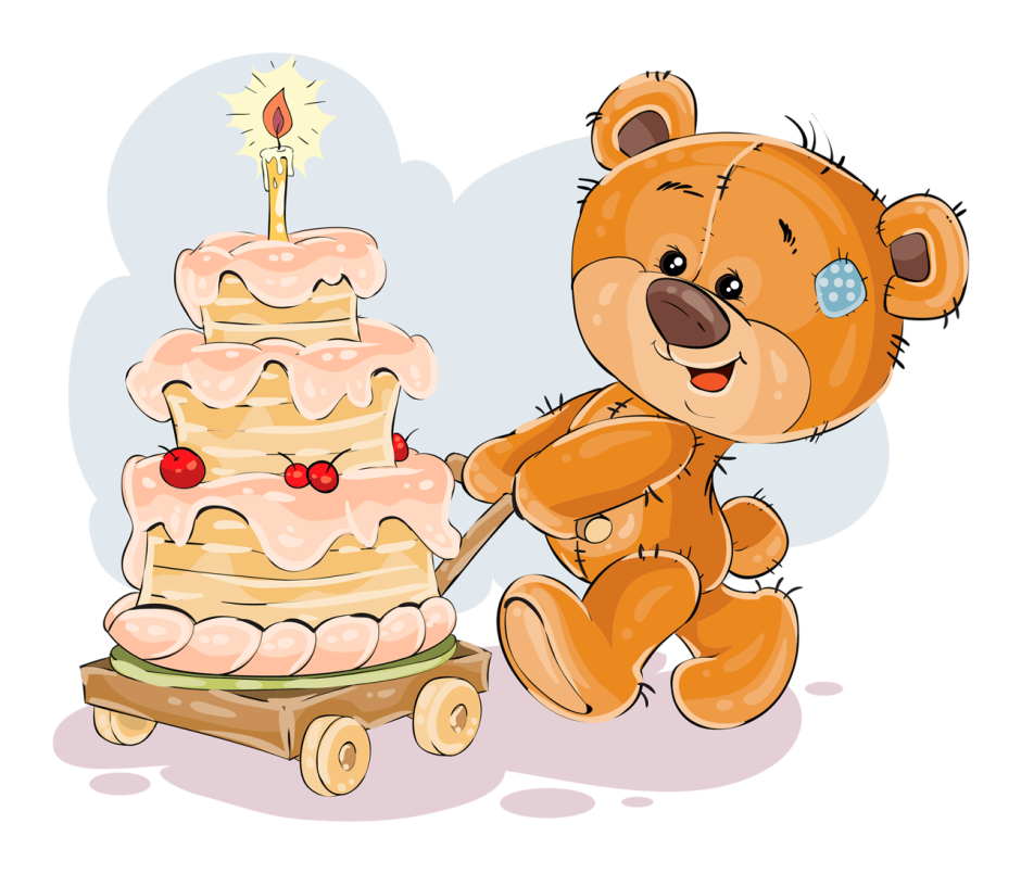 Медвежонок на белом фоне для торта