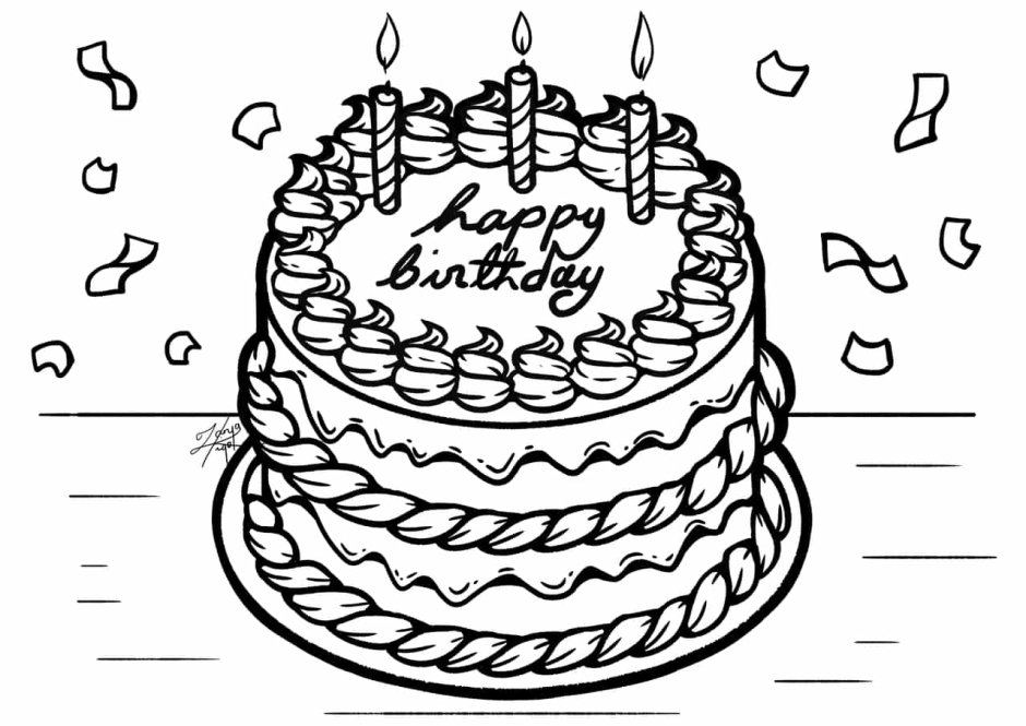 Красивый торт на день рождения рисунок