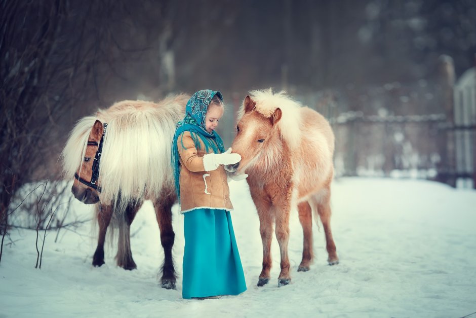 Фотосессия с лошадью зимой