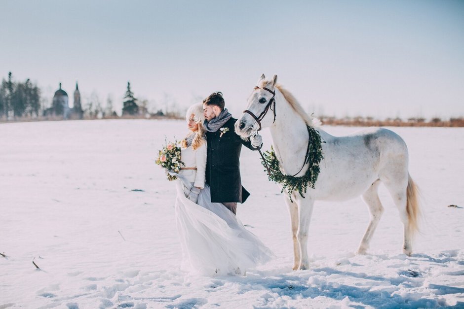 Зимняя фотосессия с лошадью