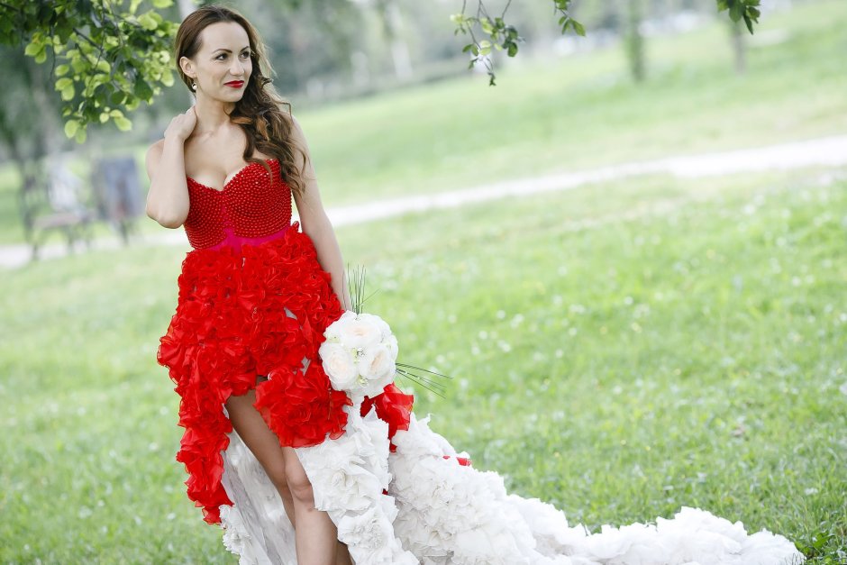 Красное свадебное платье короткое