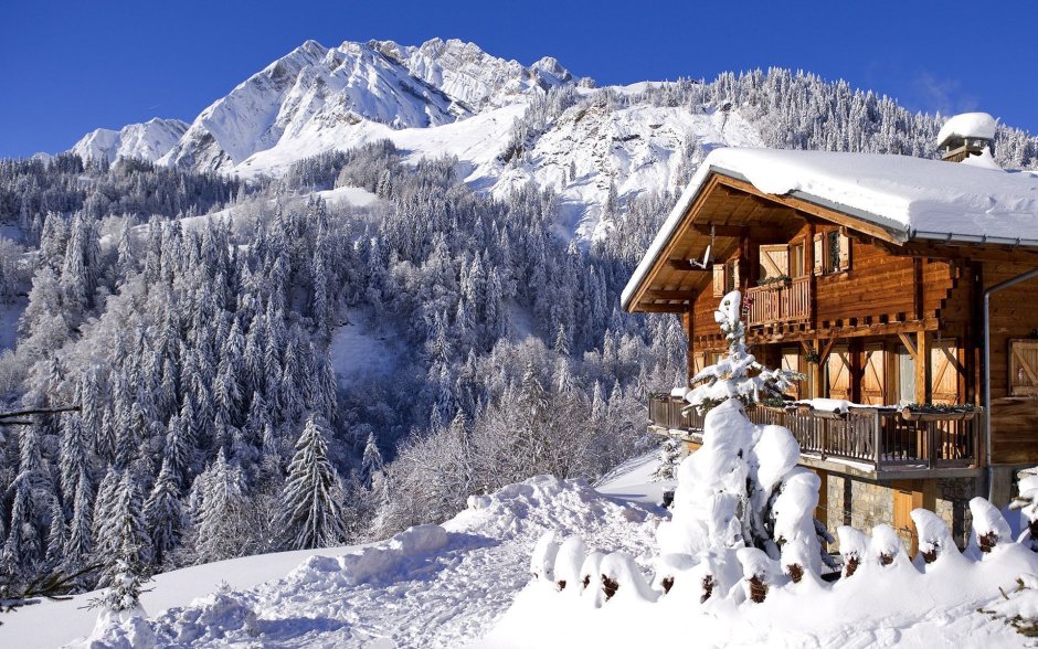 Австрия Шале Альпы зимой