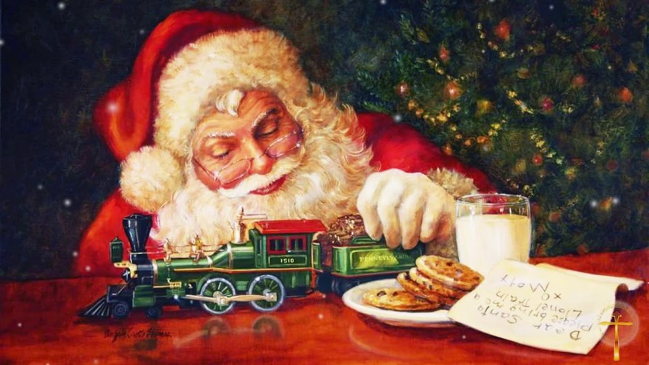 Дед Мороз готовит подарки на картинах художников