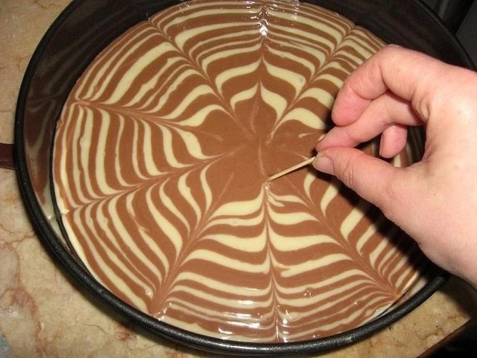 Пирог Зебра творожный с шоколадом