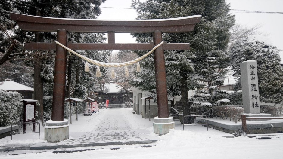 Япония врата тории зима