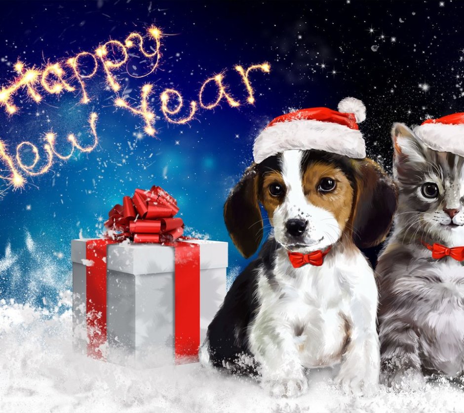 Животные поздравляют с новым годом
