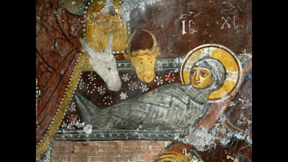 Рождество Христово фреска монастырь Студеница Сербия