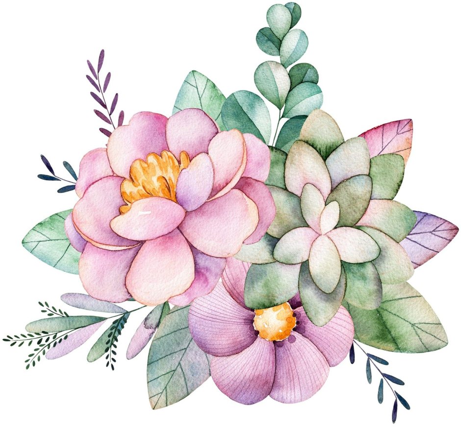 Акварельные цветы Пинтерест