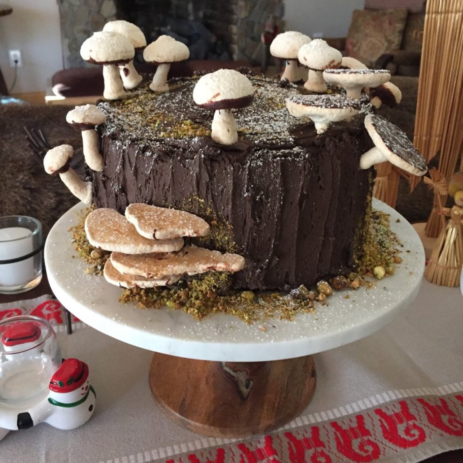 Торт лукошко с грибами