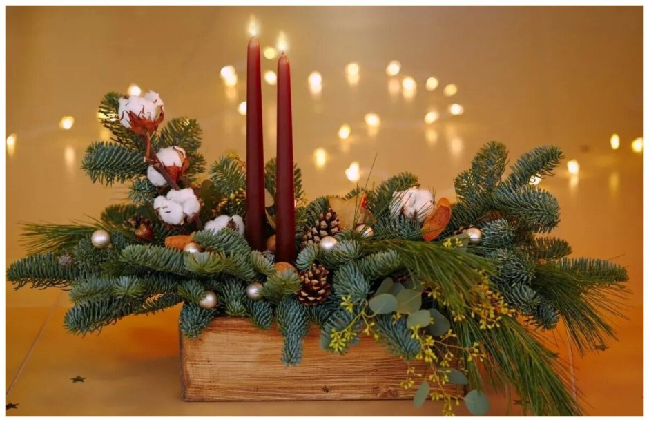 Декор новогодний со свечой елочка маленький