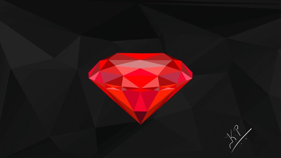 Красный Алмаз на черном фоне