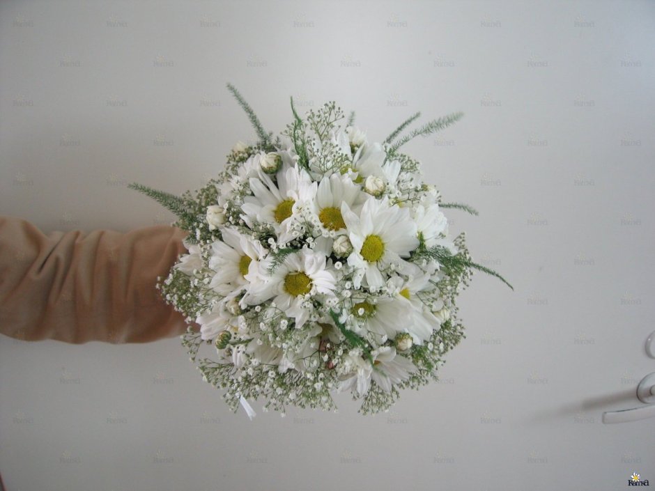 Букет невесты хризантемы и гипсофила