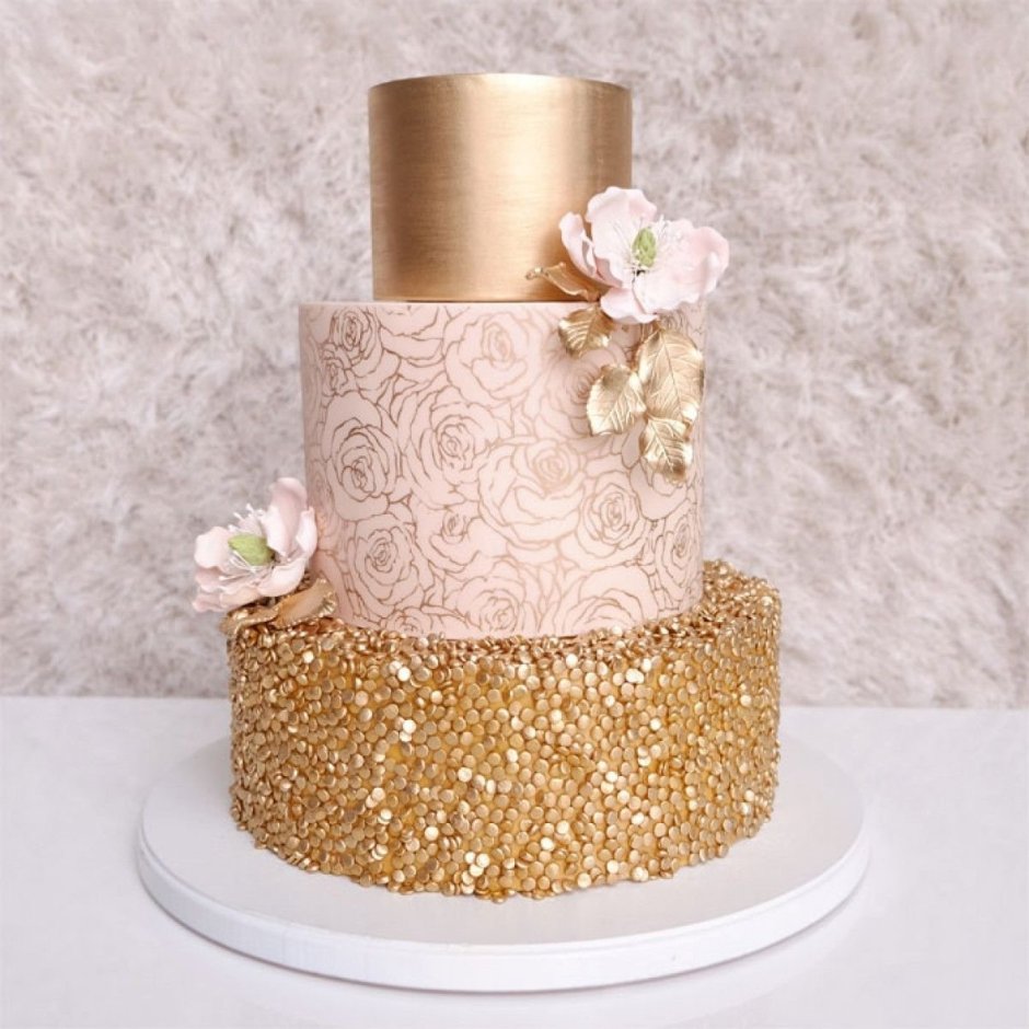 Торт на золотую свадьбу одноярусный