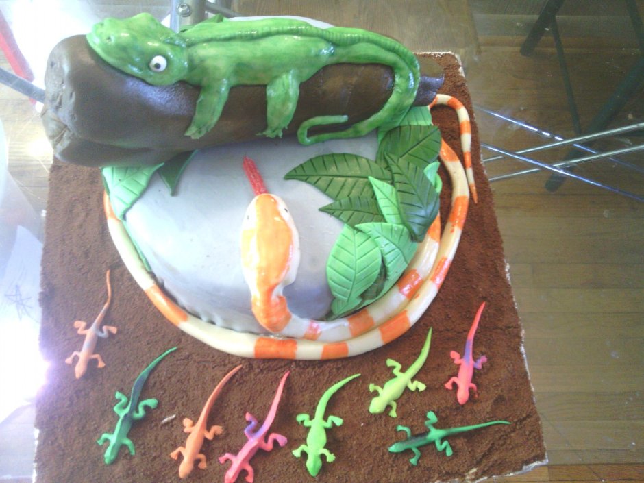 Торт с ящерицей