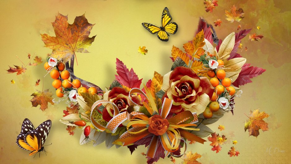 Осенний букет цветов с днем рождения