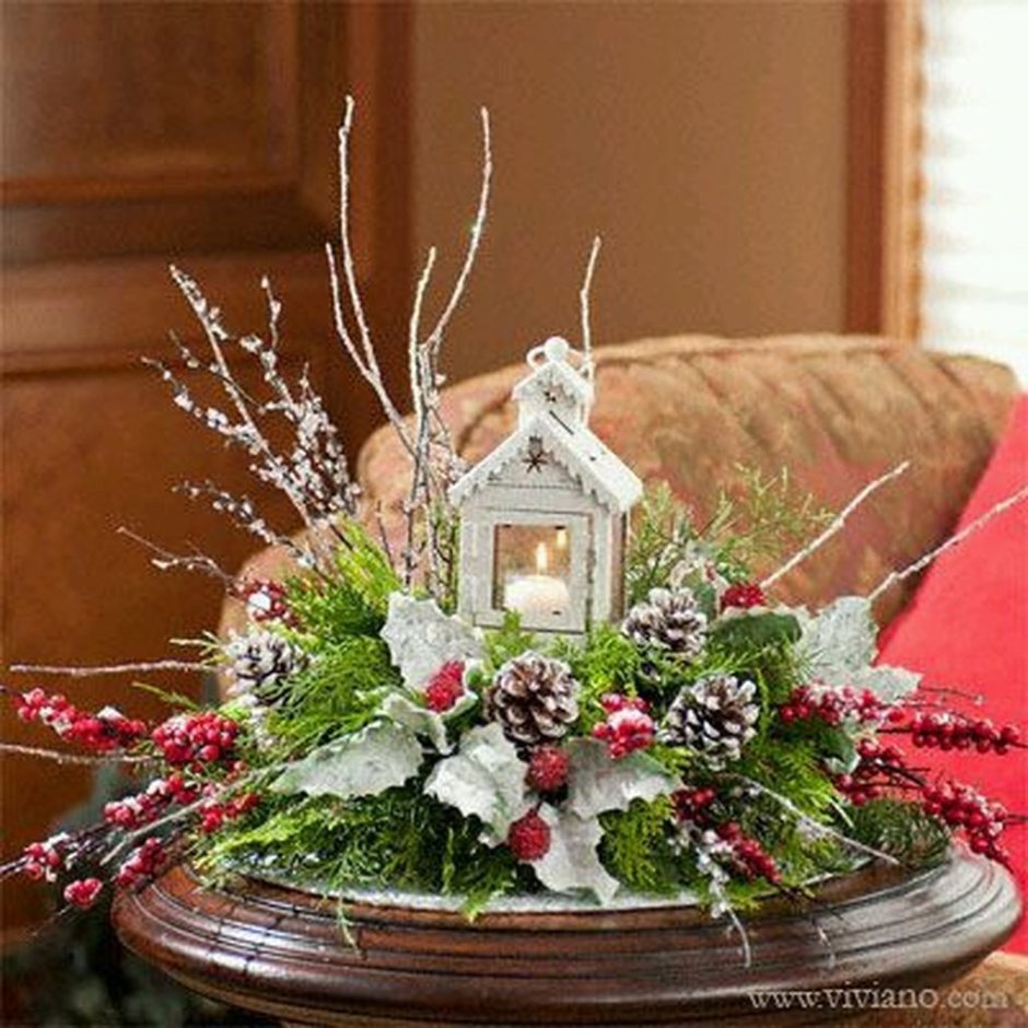 Красивые флористические композиции к Рождеству и новому году