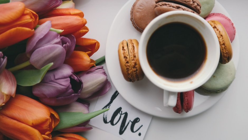 Кофе цветы и сладости