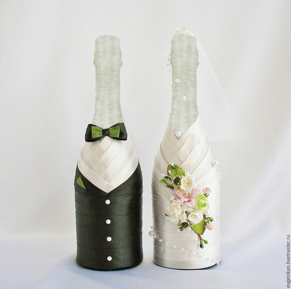 Украшение бутылки для юбилея свадьбы