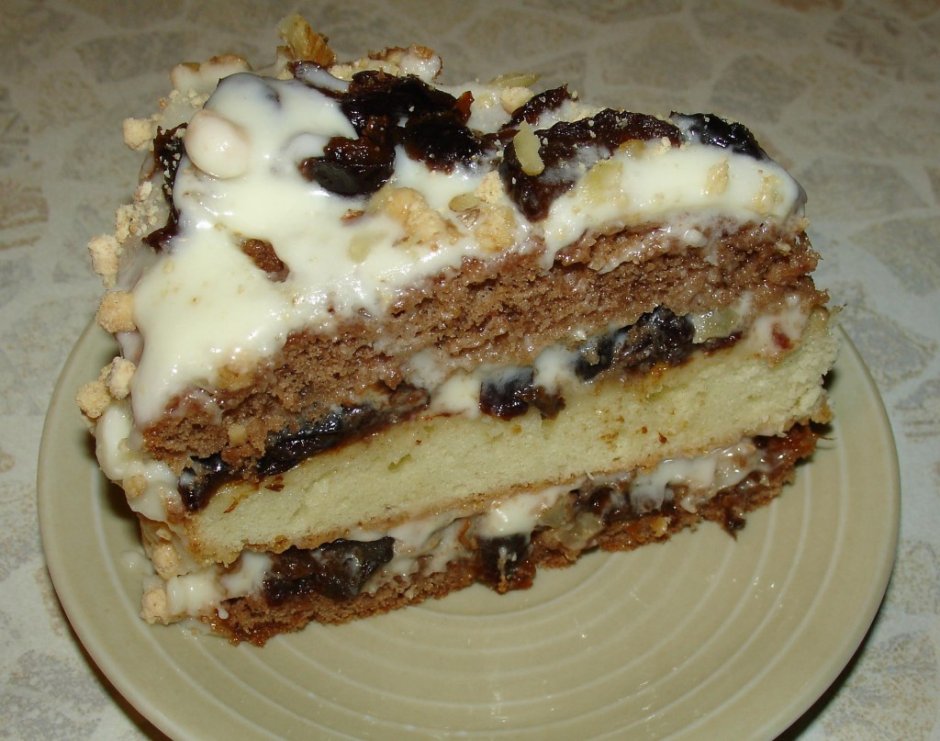 Творожный торт с черносливом