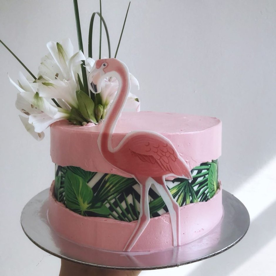 Фото тортов современных с оформлением Фламинго