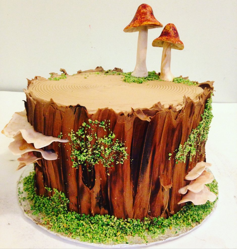 Торт пенек с грибами