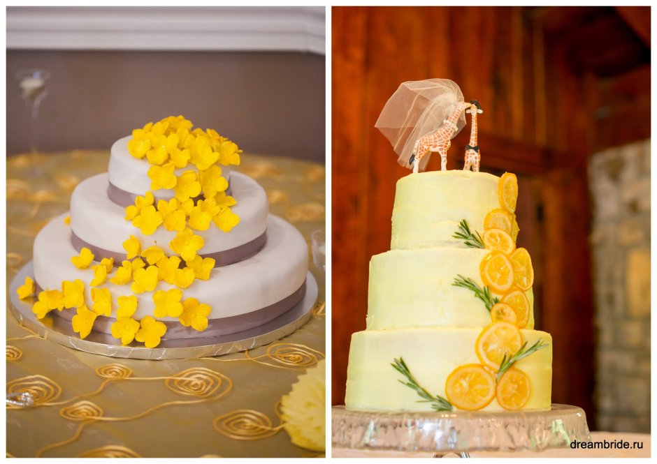 Украшение торта в желтом цвете