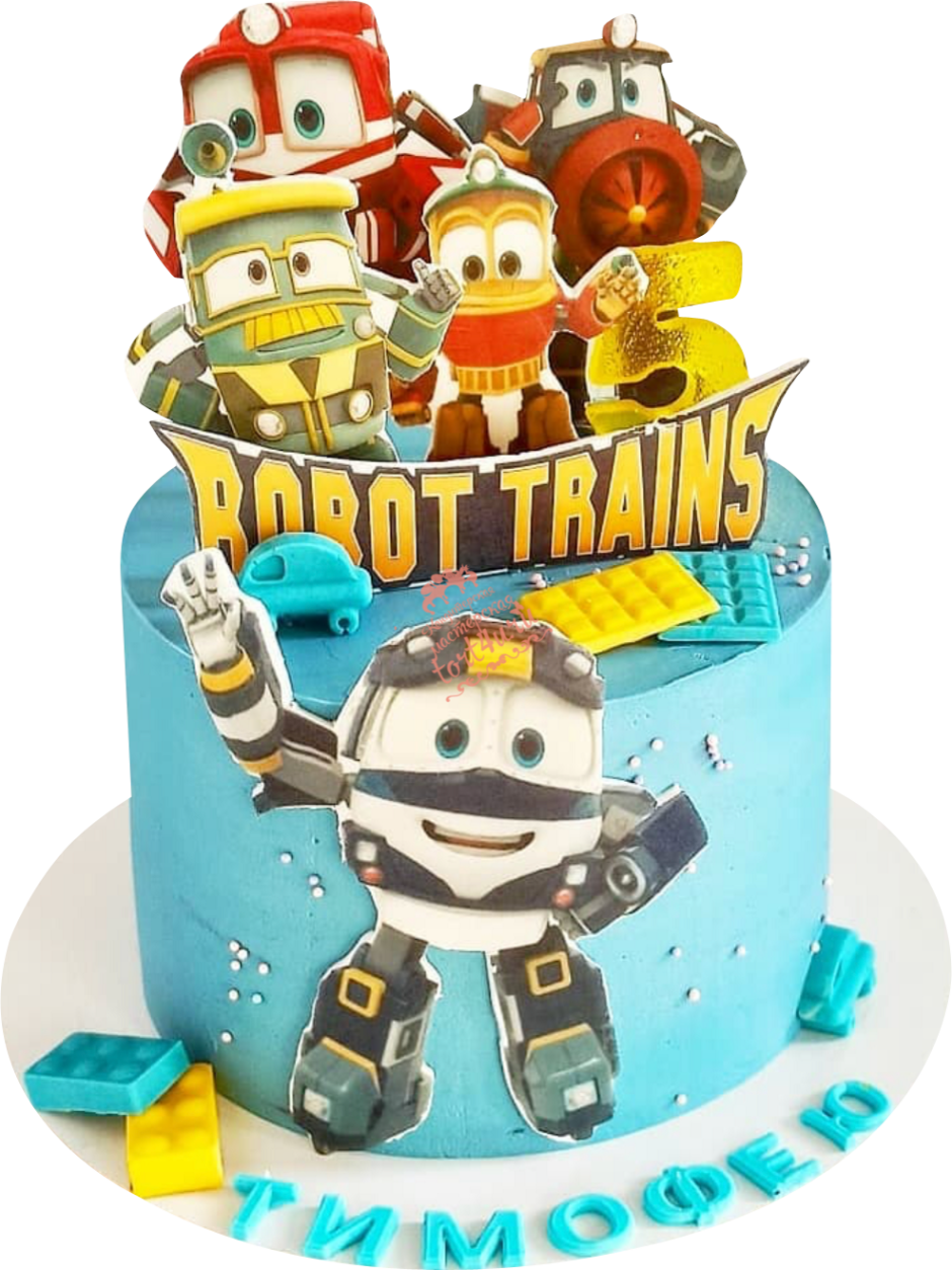 Торт роботы поезда для мальчика