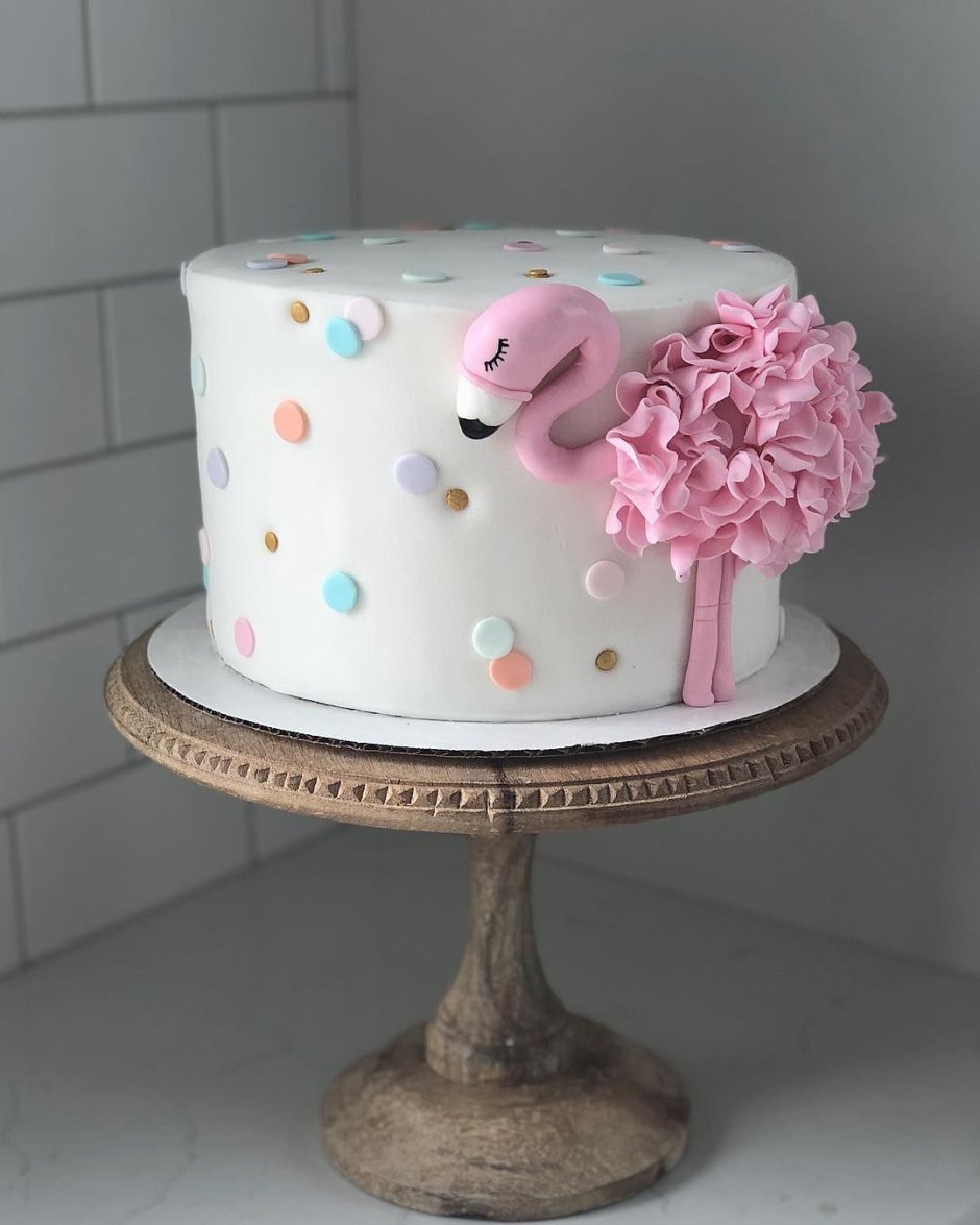 Торт двухъярусный для девочки Фламинго